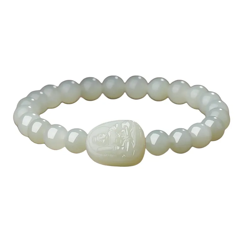 BYTHERE Hetian Jade Bracelets Pale Greenish White Jade Women's-12