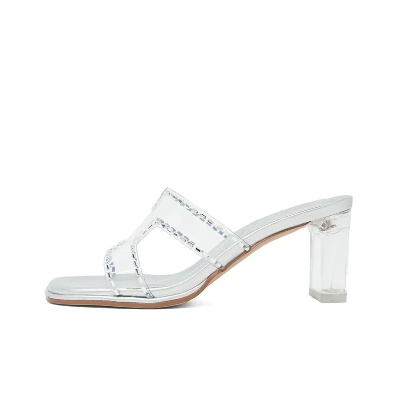 COMELY Slide Slippers Women's Silver/Beige/Transparent-0