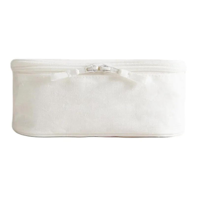 ZARA Linen Toiletry Bag Tubas Unisex Frosted White-0