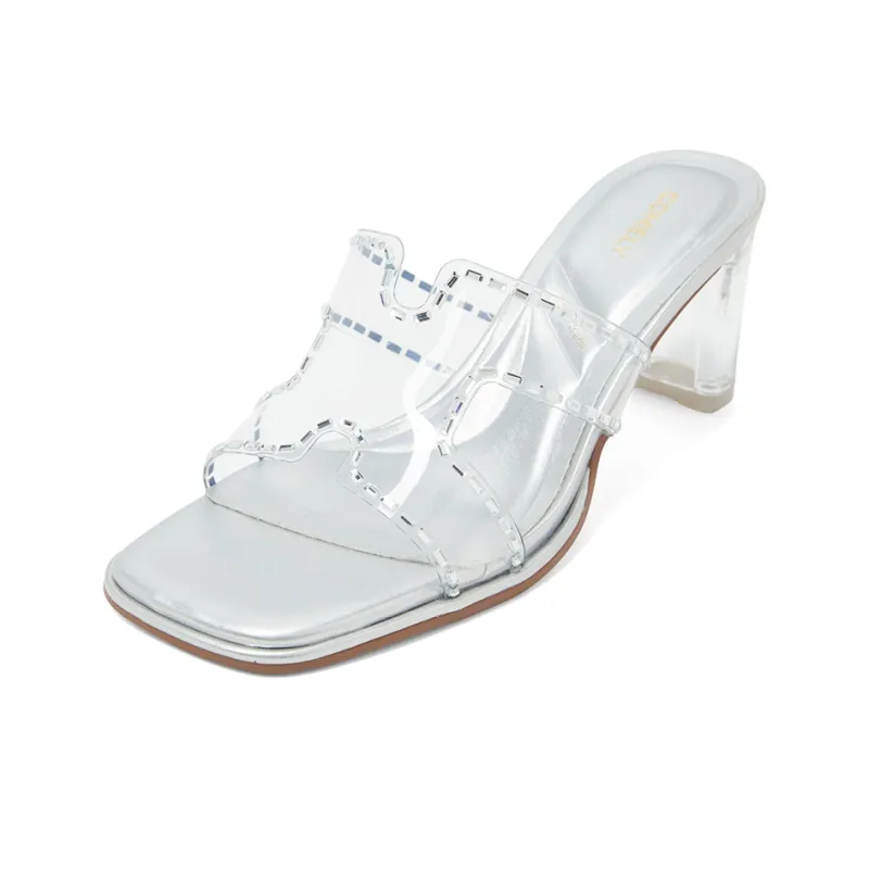 COMELY Slide Slippers Women's Silver/Beige/Transparent-1