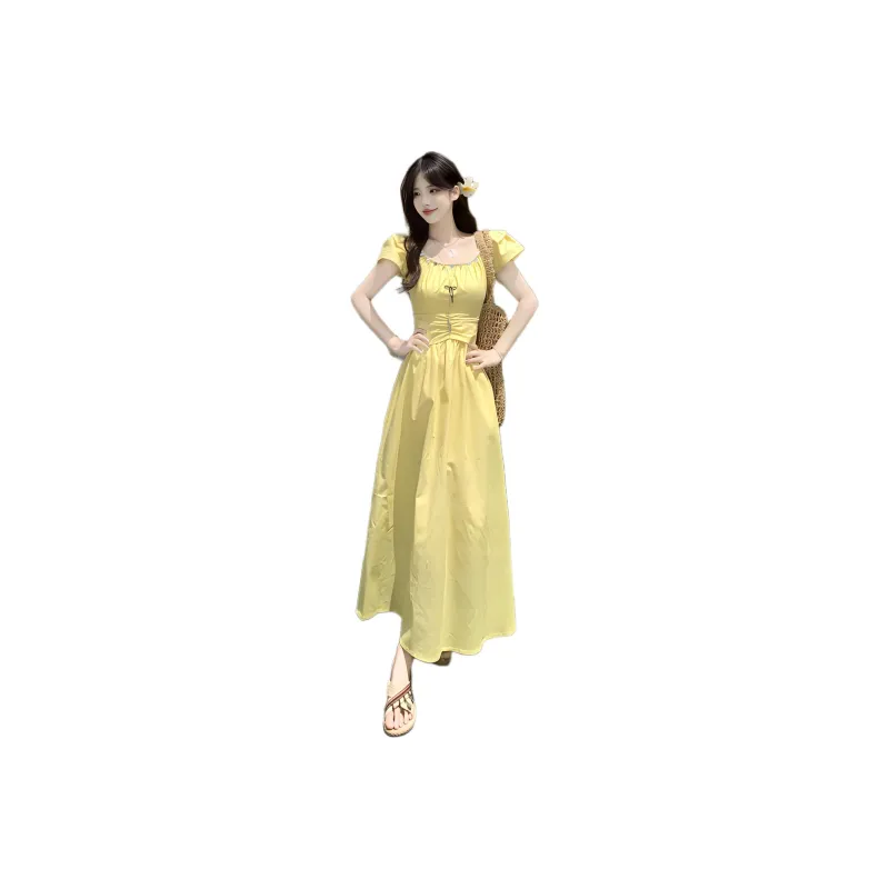 Flowers In Water Short Sleeved Dress Women's-6