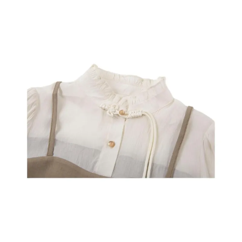 Mo Han Yi Mei Long Sleeved Dress Women's Light Khaki-1