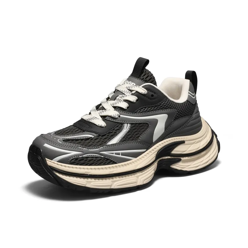 Jeep Cushioning, Slip Resistant, Abrasion Resistant, Height Increasing Low Top Chunky Sneakers Men's-1