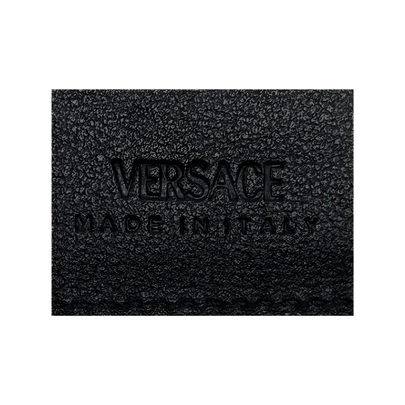 VERSACE MEDUSA BIGGIE Series Smooth Finish Leather Cow Leather Patchwork Wallet Men's Black & Silver-4
