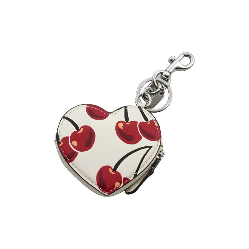 COACH Smooth Leather Bag Charm Bag Merch Mini Women's White & Red-3