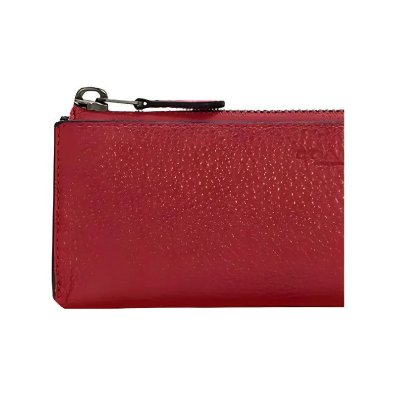 COACH Organizational Case Refined Pebble Leather Coin Purse Clutch Small Size Men's Red-2