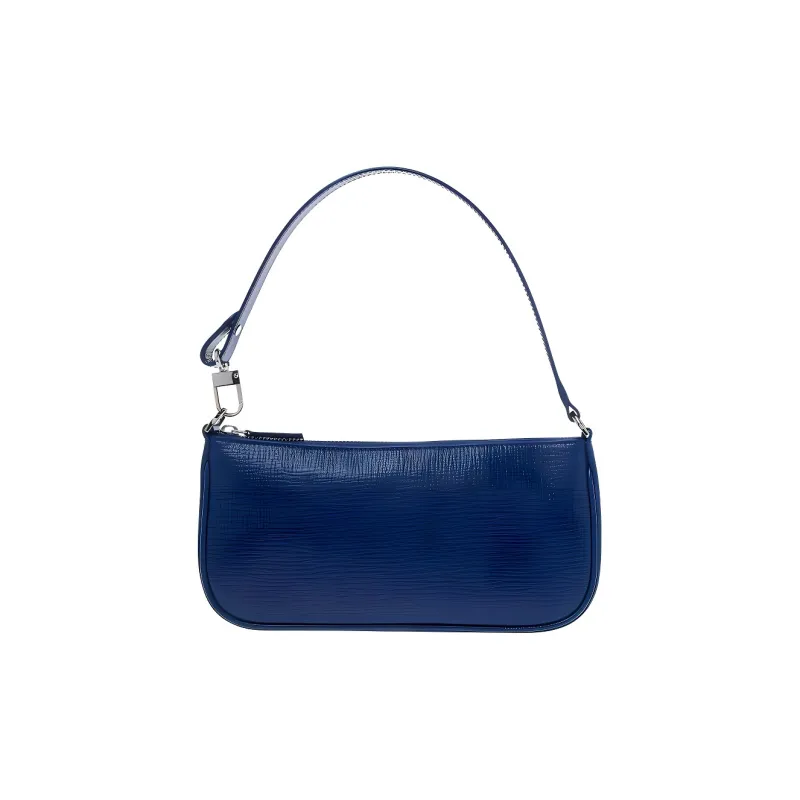 By Far Rachel Cow Leather Shoulder Bag, Baguette Bag, Handbag, Shoulder Bag Women's Dark Blue-2