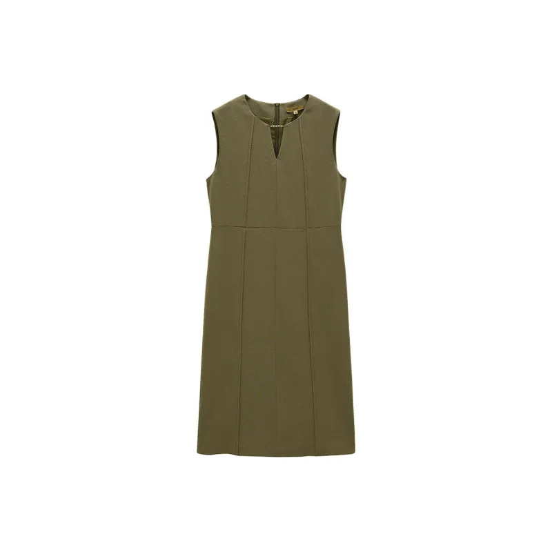 INSUN Sleeveless Dresses Women's Olive Green-5