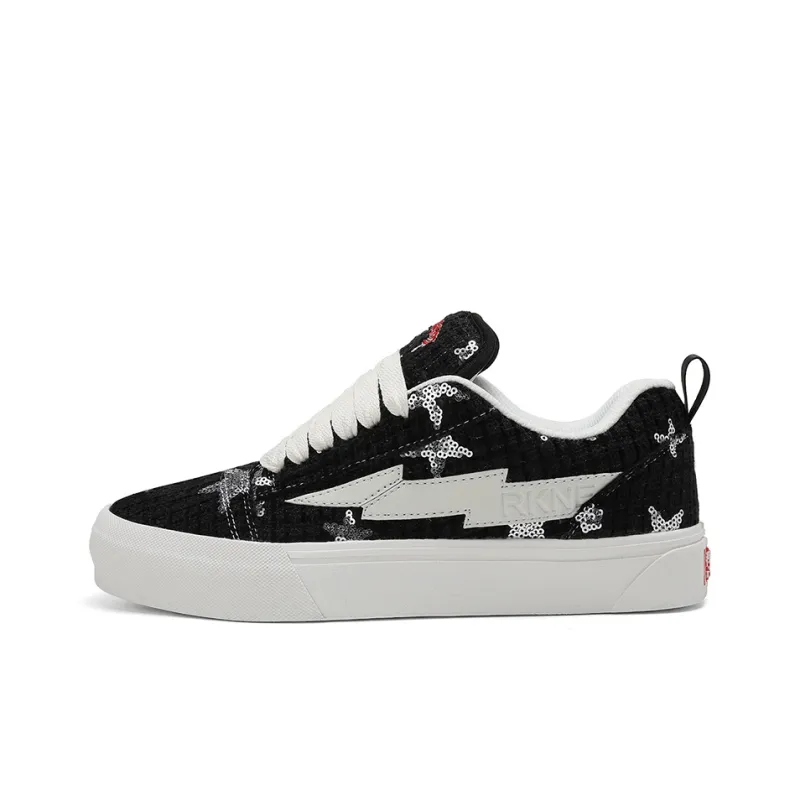 SHANDIANFENGBAO x ABCDONGA Anti Slip Wear Resistant Low Top Skateboard Shoes Unisex Starry Black-0