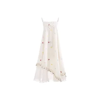 HeartyBite Slip Dresses Women's Colorful Butterfly Apricot