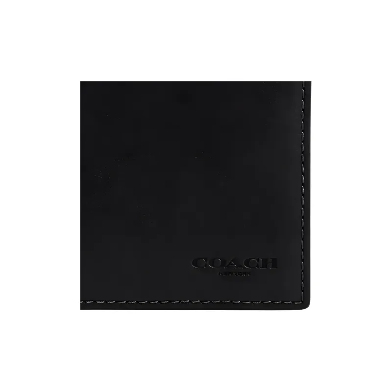 COACH BILLFOLD Natural Grain Leather Wallet Mini Men's Black-3