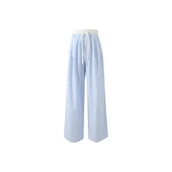 3COLOUR Casual Pants Women's Sky Blue Plaid