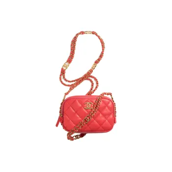 CHANEL Sheepskin Camera Bag, Shoulder Bag, Crossbody Bag Mini Women's Red