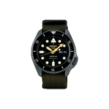 SEIKO Size 5 Sports Collection Automatic Mechanical Movement Nylon Strap Watch 42.5mm Men's Watches Black Dial