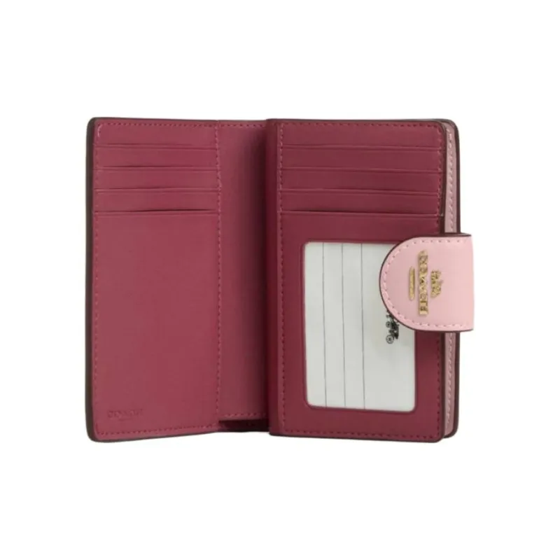 COACH Corner Zip Coated Canvas Wallet Medium Size Women's Pink-1