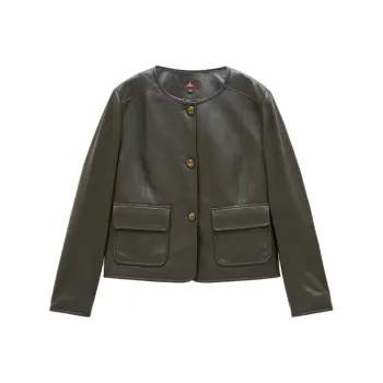 INSUN Leather Jackets Women's Olive Green