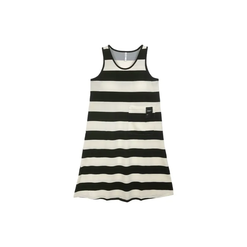 Beiyan Nightgown Women's Black White Stripes-0