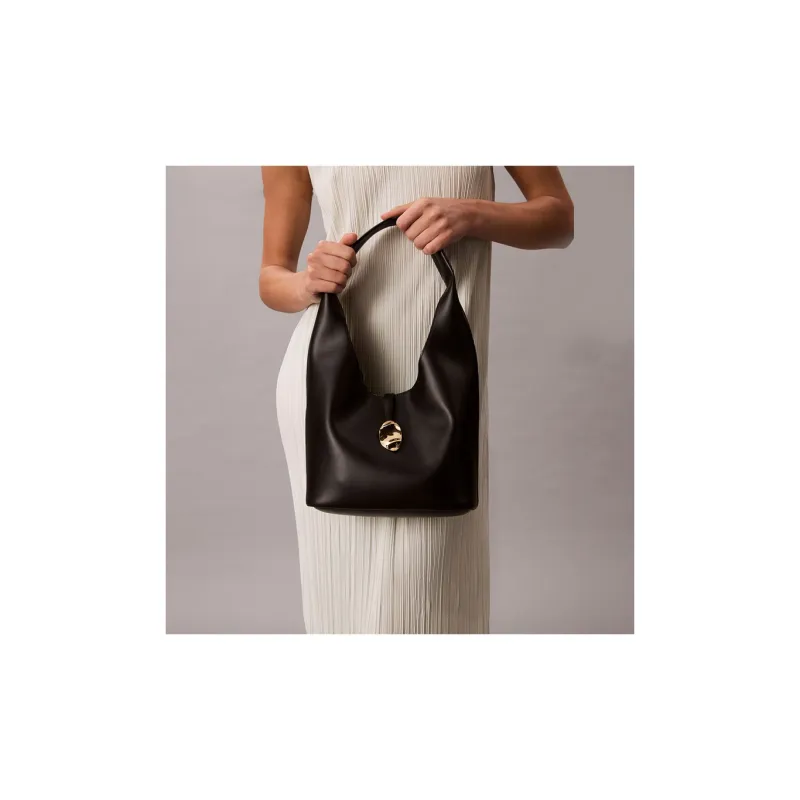 CALVIN KLEIN Synthetic Material Basket Bag Handbag Medium Size Women's Space Black-6