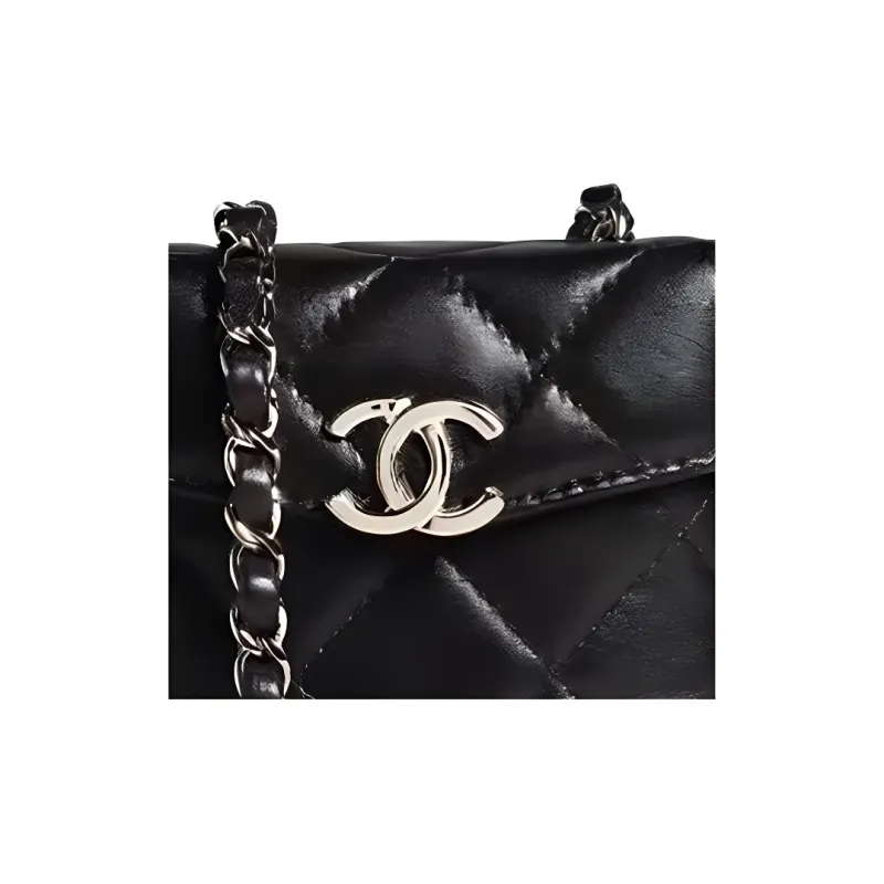 CHANEL Lambskin Cell Phone Pouch, Shoulder Bag, Crossbody Bag Mini Women's Black-3
