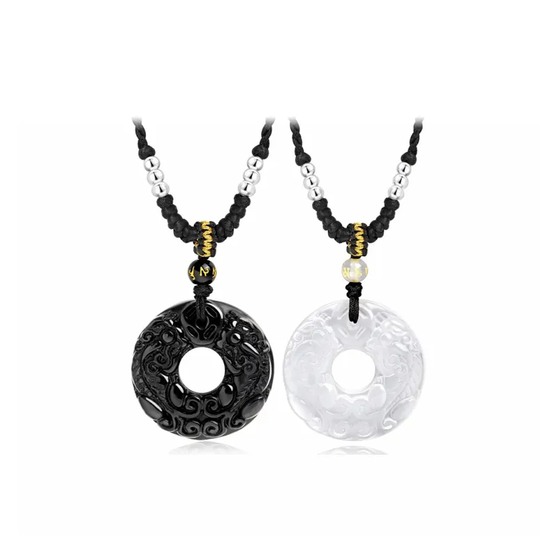 Seven Seven Silver Jewelry Natural Obsidian Necklaces Unisex-7