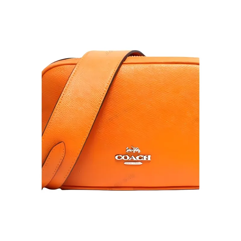 COACH Jes Litchi Grain Leather Camera Bag Shoulder Bag Crossbody Bag Small Size Women's Saffron-4