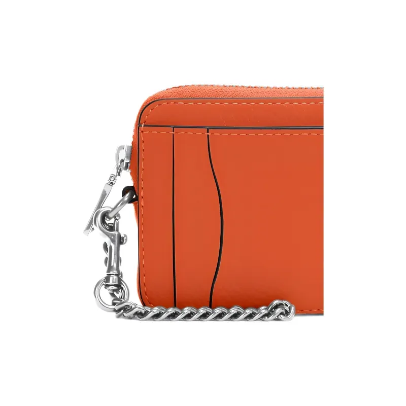 COACH Card Case Pebbled Leather Coin Purse Wallets Card Holders Mini Women's Orange-2