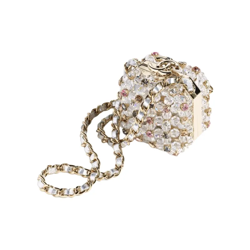 CHANEL Glazed Pearls With Rhinestone Evening Bag, Crossbody Bag, Shoulder Bag Trumpets Women's Transparent-4
