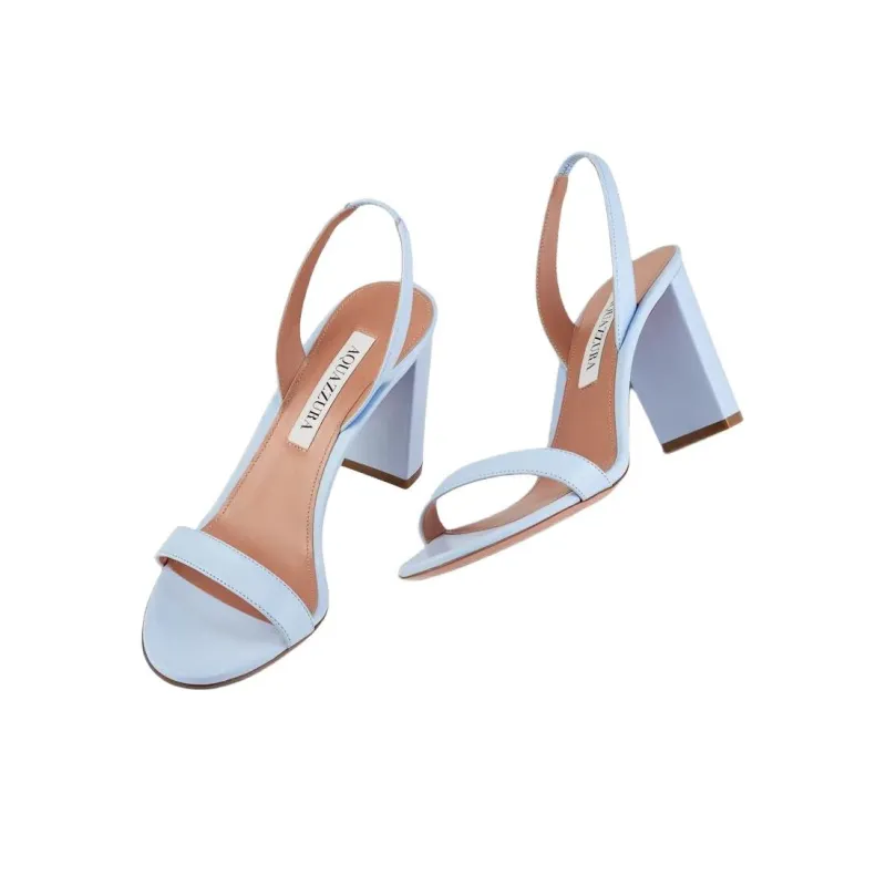 AQUAZZURA So Nude Block One Strap Sandals 8.5cm Women's Blue-3