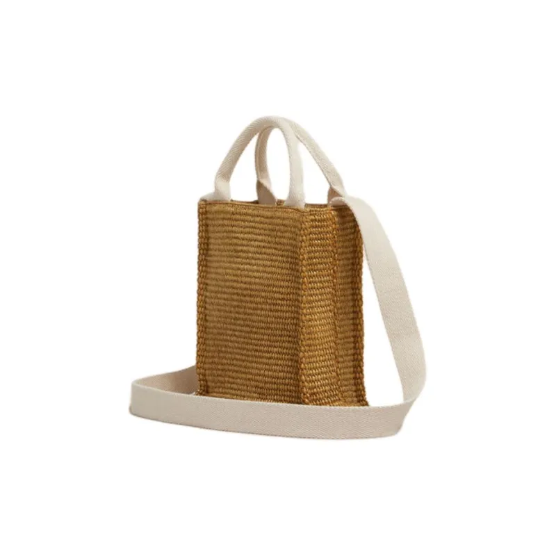 MARNI Cotton Tote Bag, Shopping Bag, Handbag Mini Unisex Original Ochre-2