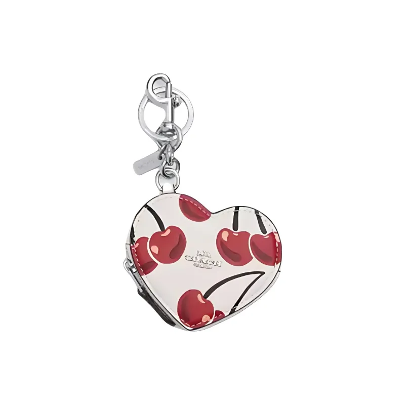 COACH Smooth Leather Bag Charm Bag Merch Mini Women's White & Red-0