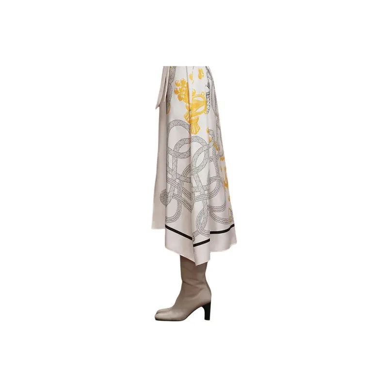 HERMES Short Sleeved Dress Women's White-4