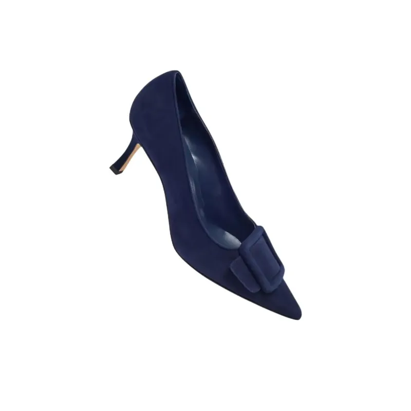 MANOLO BLAHNIK Maysalepump Slim Heel High Heels 7cm Women's Blue-3