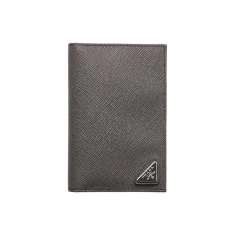PRADA Saffiano Calfskin Passport Holder Women's Smoke Gray-0