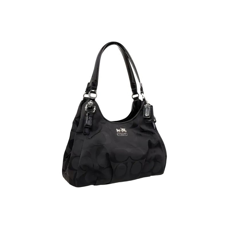 COACH Madison Signature Fabric One Shoulder Handbags Large Size Women's Silver & Black-1
