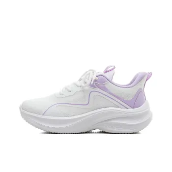 HUANQIU Cushioning Abrasion Resistant Breathable Low Top Casual Running Shoes Women's White Purple