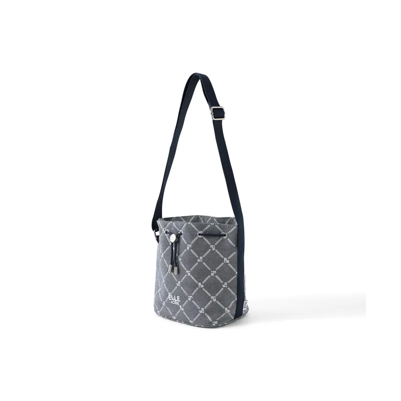 Elle Active Fabric Bucket Bag, Shoulder Bag, Crossbody Bag Medium Size Women's Denim Blue-5