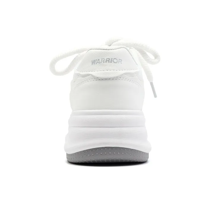 Warrior Anti Slip And Wear Resistant Height Increasing Low Top Skateboard Shoes Women's White-3