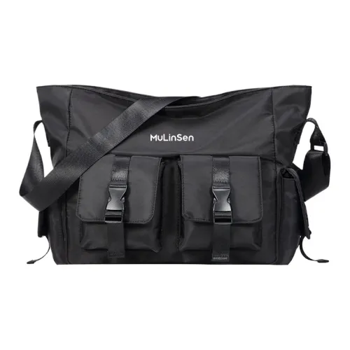 Mulinsen Polyester With Oxford Messenger Bag, Shoulder Bag, Crossbody Bag Unisex Black