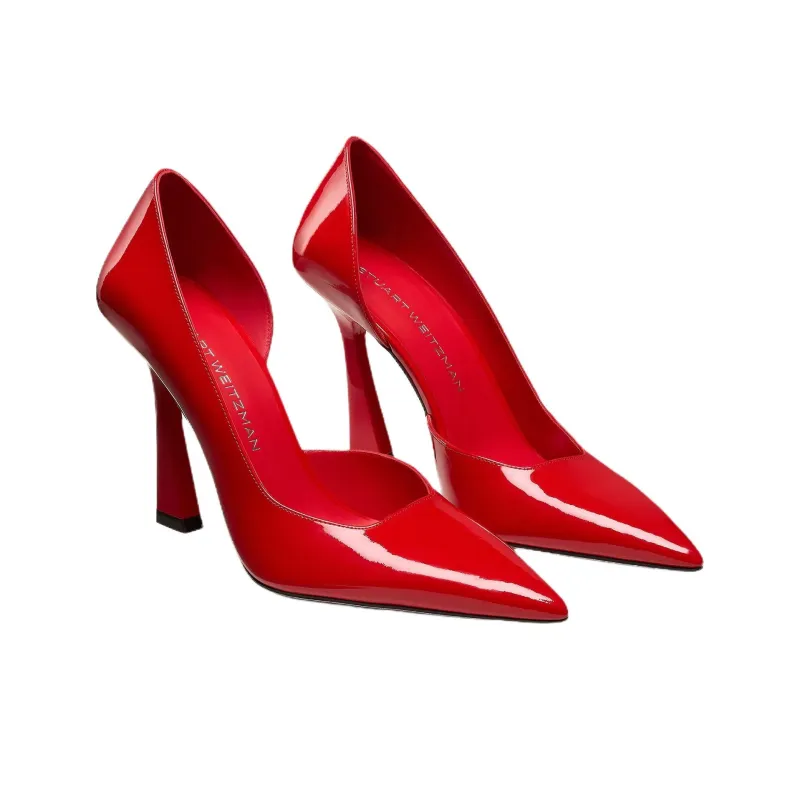Stuart Weitzman/SW Vinnie 100 D'Orsay Chunky Heel High Heels 10cm Women's Red-2
