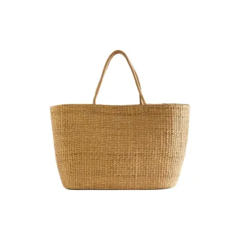 ZARA Straw Woven Handbag Tubas Women's Light Beige