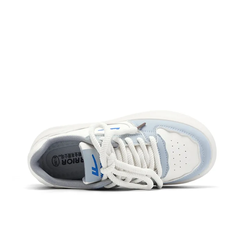 Warrior Anti Slip Wear Resistant Low Top Skateboard Shoes Women's White Blue-2