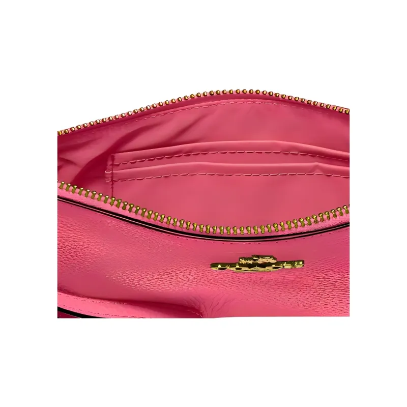 COACH Wristlet Leather Pochette Wrist Bag Clutch Trumpets Women's Pink-3