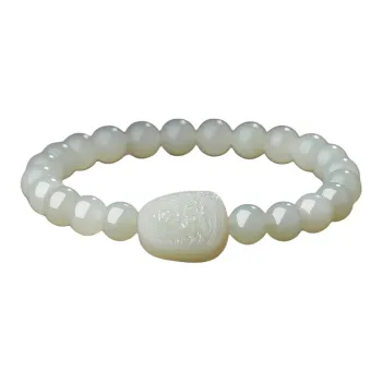 BYTHERE Hetian Jade Bracelets Pale Greenish White Jade Women's