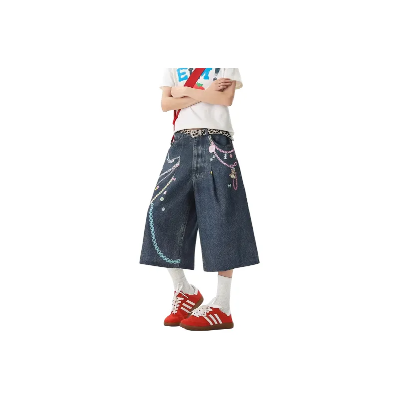 FONDLOOK Denim Shorts Unisex Blue-2