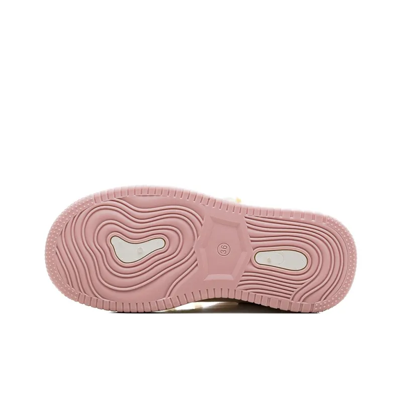 HUANQIU Slip Resistant Shock Absorbers With Abrasion Resistant Properties Low Top Skateboard Shoes Women's Beige Pink-4
