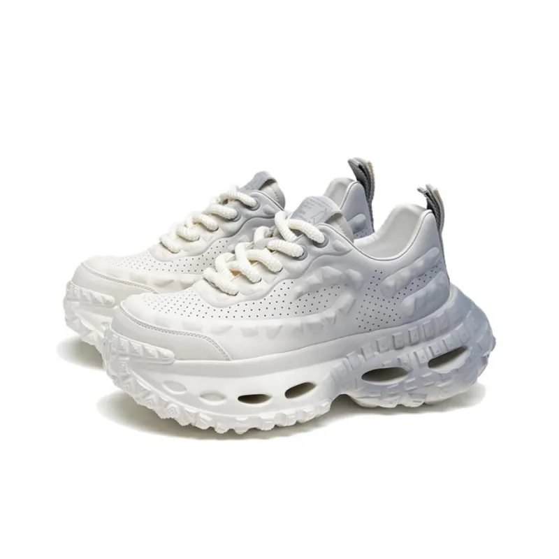 FAIRWHALE Shock Absorbing, Non Slip, Wear Resistant, Breathable And Lightweight Low Top Chunky Sneakers Unisex Lemon-12