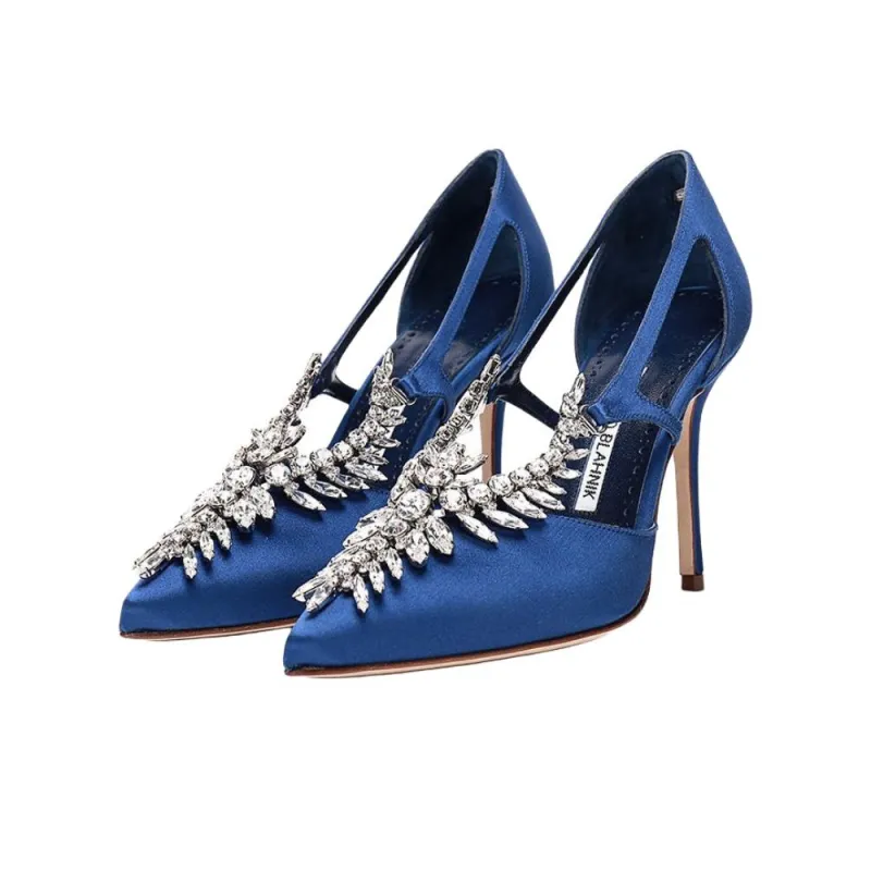 MANOLO BLAHNIK Slim Heel High Heels 10cm Women's Blue-2