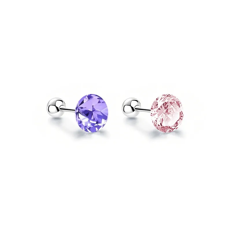 Titanium Steel Ear Care Stud Earrings Fashion Stud Earrings Unisex Multicolor Sparkling Gift Box Set-18