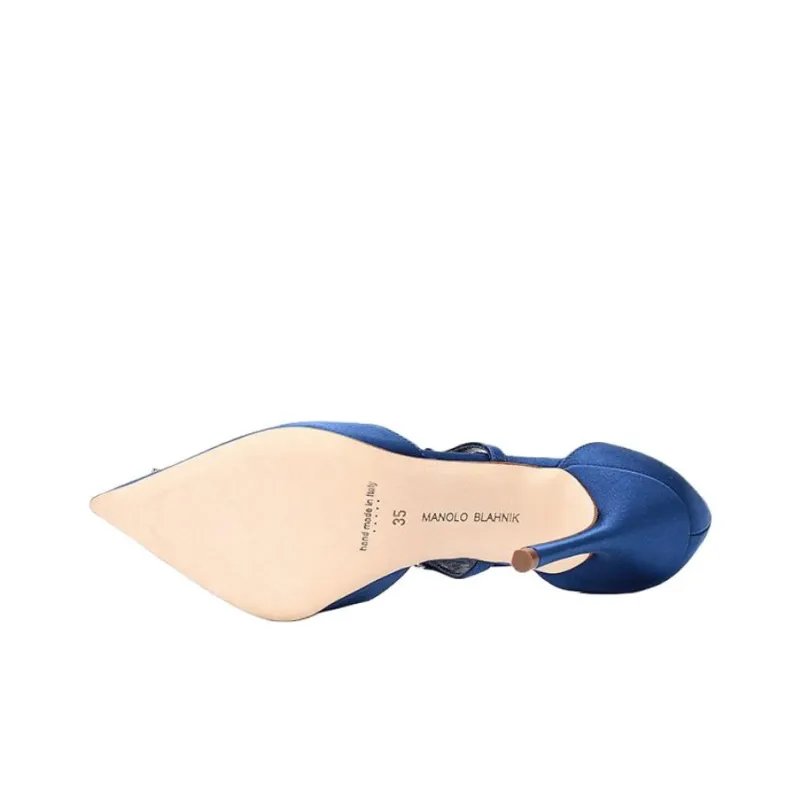 MANOLO BLAHNIK Slim Heel High Heels 10cm Women's Blue-6