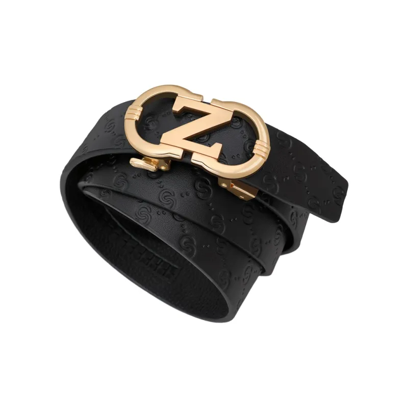 GOLF Top Grain Cow Leather Belts Men's Gunmetal, Gold 3.5cm-10
